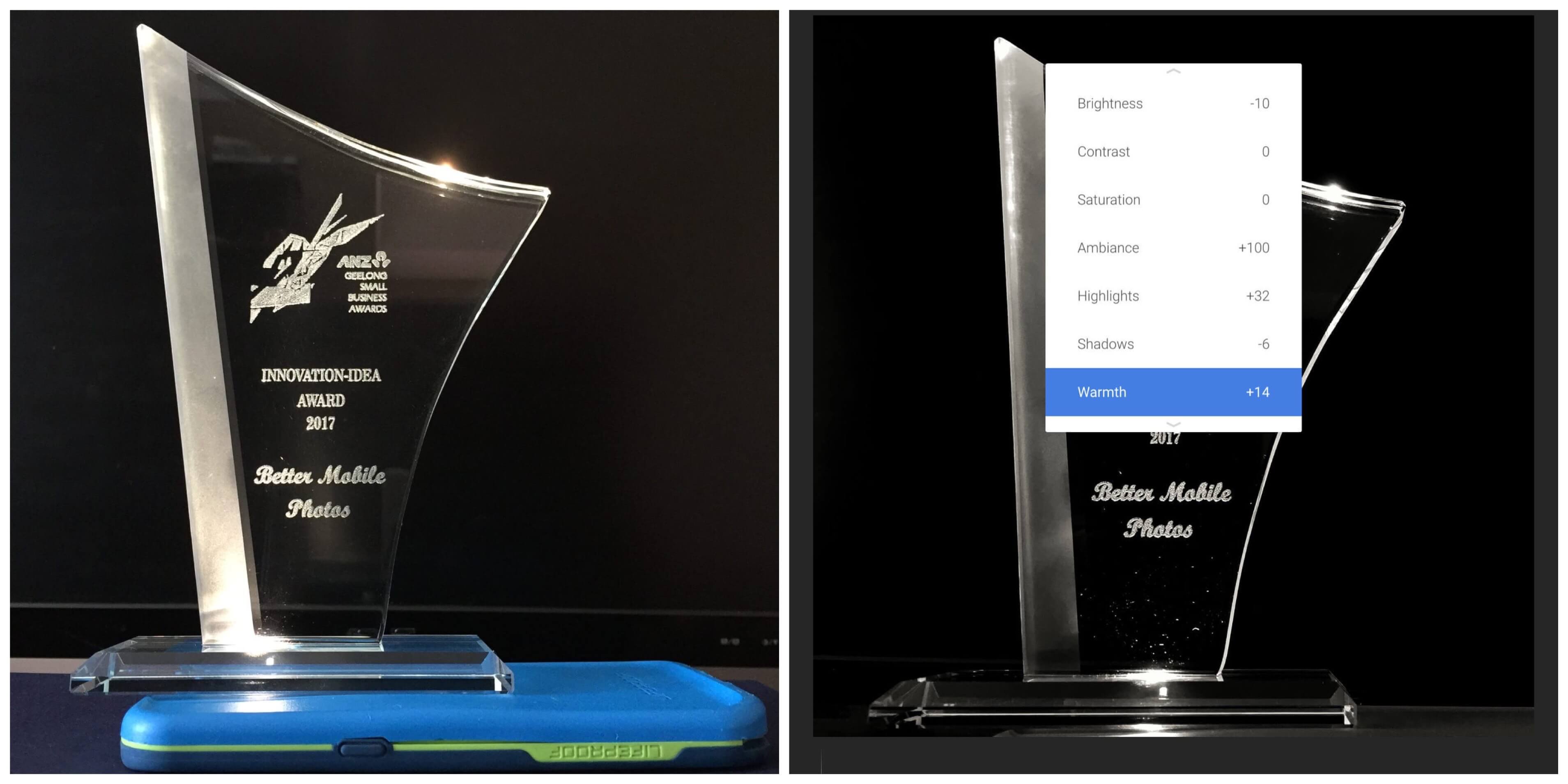 How to photograph etched glass trophy on your smartphone
